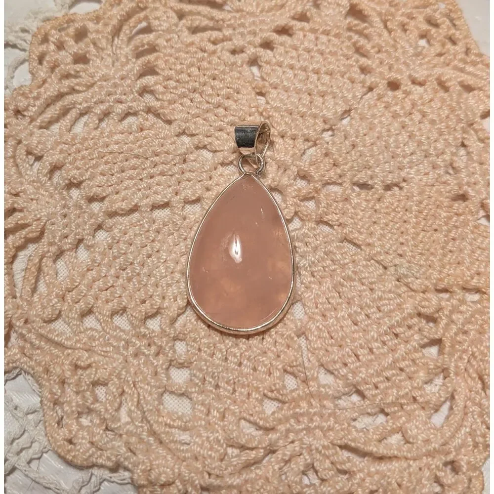 Rose Quartz Pendant 925 Sterling Silver